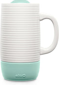 Ello Jane 18oz Ceramic Travel Mug with Handle, Splash-Resistant Slider Lid and Built-in Coaster, Perfect for Coffee and Tea, BPA Free, Dishwasher Safe, Holiday Gift Her Him, Yucca