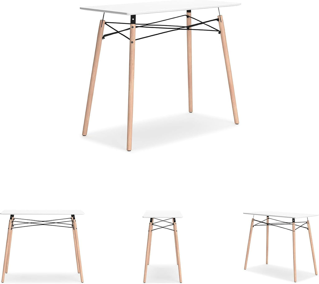 Signature Design by Ashley Jaspeni Industrial Home Office Desk, Painted White Top, Black Metal Framework, Wood, 36" W x 18" D x 29.75" H, White & Light Brown