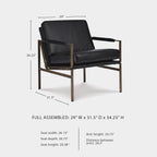 Signature Design by Ashley Puckman Modern Black Leather Accent Chair | Premium combination of leather and faux leather with polished nickel-tone frame, Urban industrial design