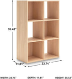 Signature Design by Ashley Piperton 6 Cube Storage Organizer, Cubby Shelf | Durable engineered wood with natural ash grain, Fits standard 10.5-inch bins, Versatile hybrid closed and open back design
