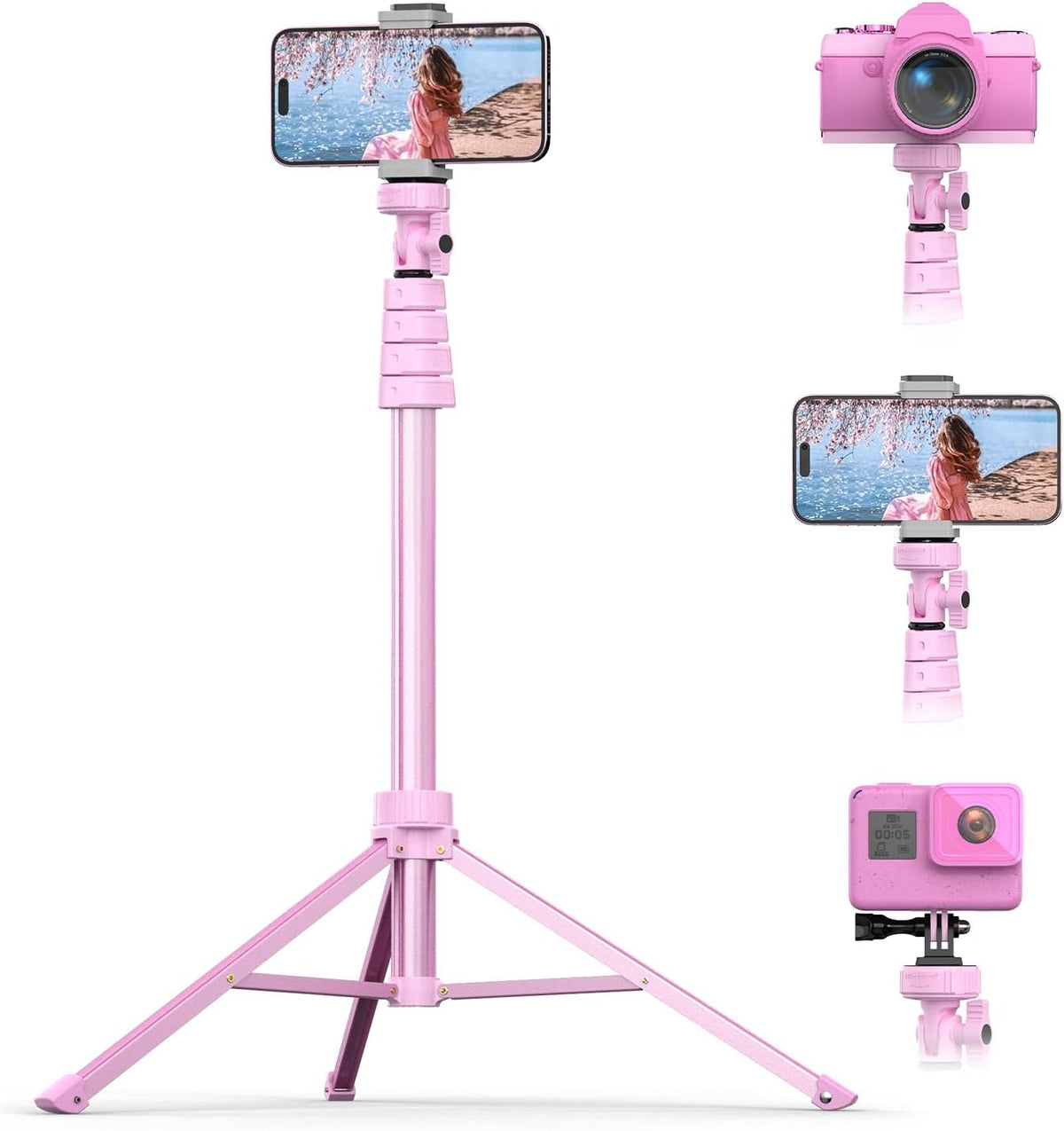UBeesize 72" Phone Tripod & Selfie Stick, Camera Tripod Stand with Wireless Remote and Phone Holder,Compatible with iPhone Android, Perfect for Selfies/Video Recording/Live Streaming Black