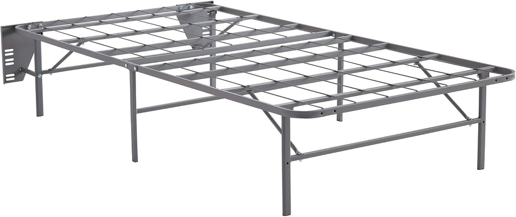 Signature Design by Ashley Better than a Boxspring Twin Bed Foundation | Gray powder-coated metal, 14-inch height for spacious under-bed storage, Headboard brackets included