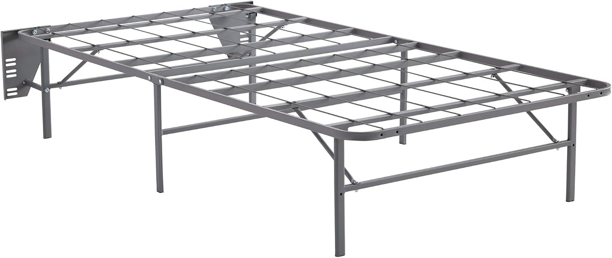 Signature Design by Ashley Better than a Boxspring Twin Bed Foundation | Gray powder-coated metal, 14-inch height for spacious under-bed storage, Headboard brackets included