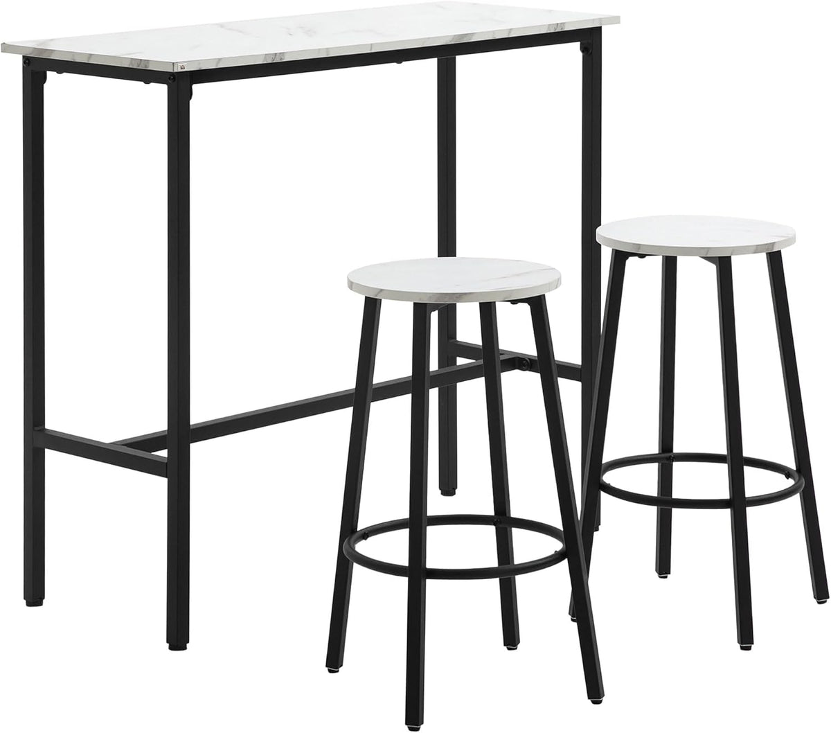 HOMCOM 3 Piece Bar Table Set Modern Dining Table Set for 2 w/Stools White