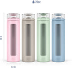 Ello Syndicate 20oz Glass Water Bottle with Flip Lid and Sleeve, Cashmere