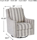 Signature Design by Ashley Kambria Swivel Glider Accent Chair, Ivory/Black | Pre-assembled convenience, 360-degree metal swivel glider base, Durable spot-cleanable polyester-linen blend fabric