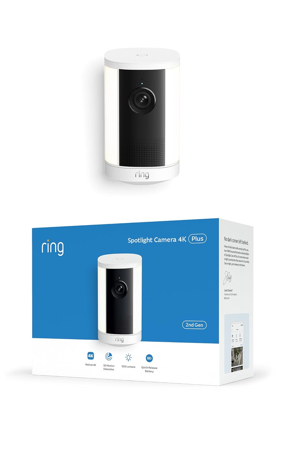 Ring Spotlight Camera 4K Plus (newest gen), Battery, Retinal 4K, easy DIY install, Motion-Activated Spotlights, business or home wireless outdoor security camera, alternative to CCTV