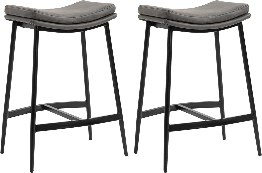 HOMCOM Breakfast Bar Stools Set of 2 Microfibre Upholstered Barstools Grey