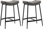 HOMCOM Breakfast Bar Stools Set of 2 Microfibre Upholstered Barstools Grey