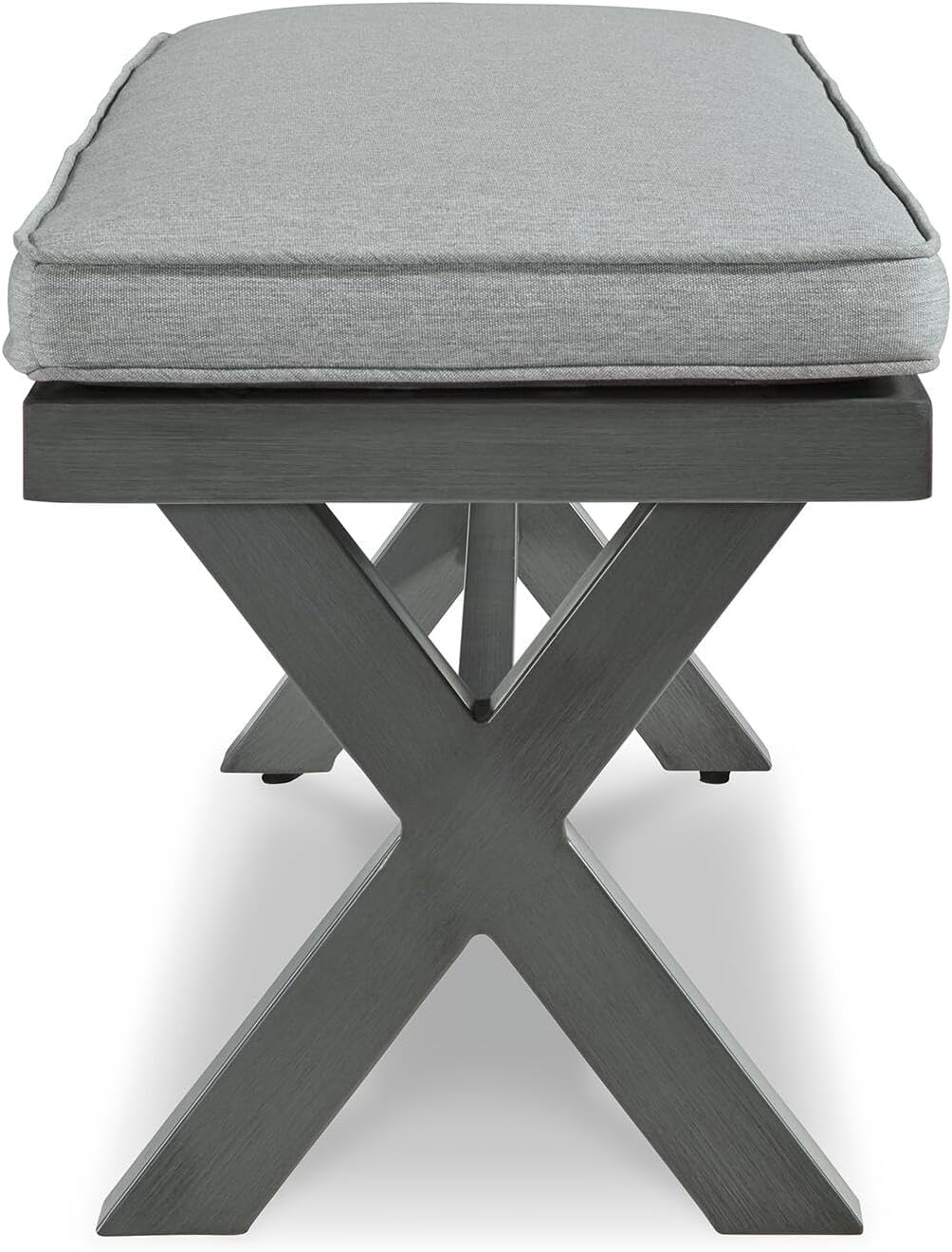 Signature Design by Ashley Elite Park Outdoor Bench with Foam Cushion, Nuvella Weather Resistant Fabric, Rust Free Aluminum Frame, 54" W x 17" D x 16.5" H, Gray
