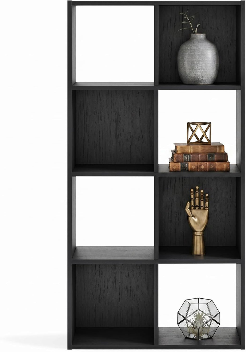 Signature Design by Ashley 8 Cube Storage Organizer, Black Bookcase | Engineered wood and decorative laminate, Dual-position vertical or horizontal setup, Fits 10.5-inch bins, Langdrew Series