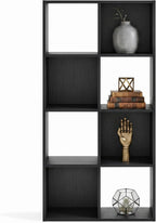 Signature Design by Ashley 8 Cube Storage Organizer, Black Bookcase | Engineered wood and decorative laminate, Dual-position vertical or horizontal setup, Fits 10.5-inch bins, Langdrew Series