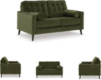 Signature Design by Ashley Loveseat, Olive Green Velvet, Reveon Lakes | Small loveseat for condo spaces, Olive green velvet upholstery, Anti-sag platform foundation, No assembly required
