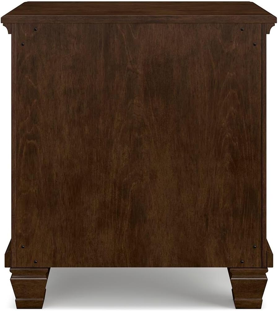 Signature Design by Ashley Danabrin Classic 2 Drawer Nightstand for Bedroom, 26.63" Tall, Dark Brown