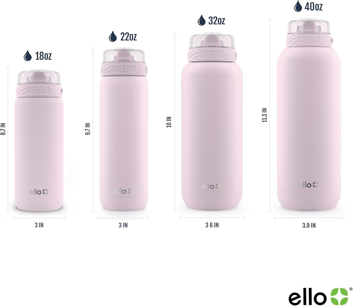 Ello Cooper 22oz Insulated Stainless Steel Water Bottle with Straw, Cashmere