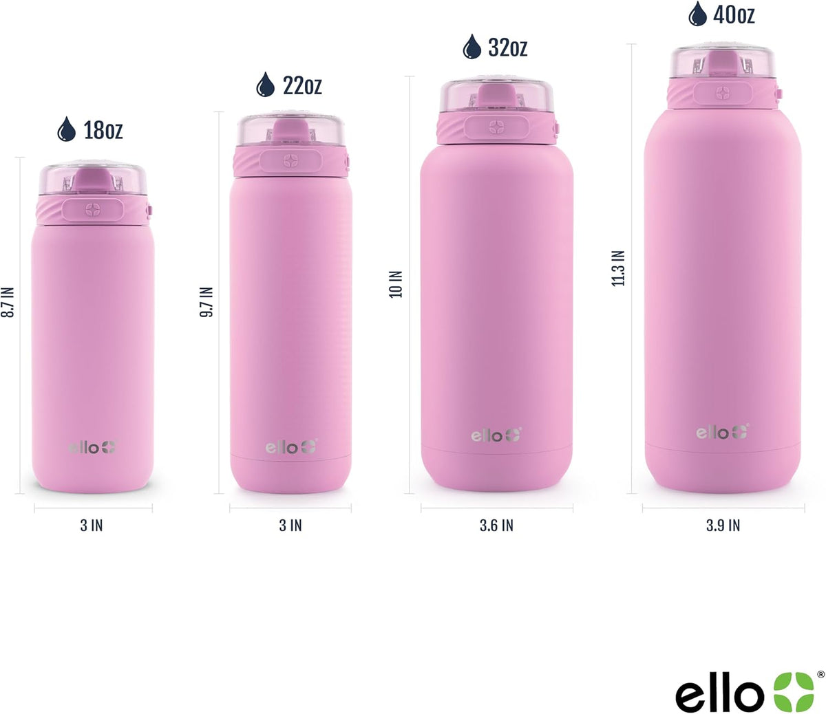 Ello Cooper 22oz Insulated Stainless Steel Water Bottle with Straw, Bubble