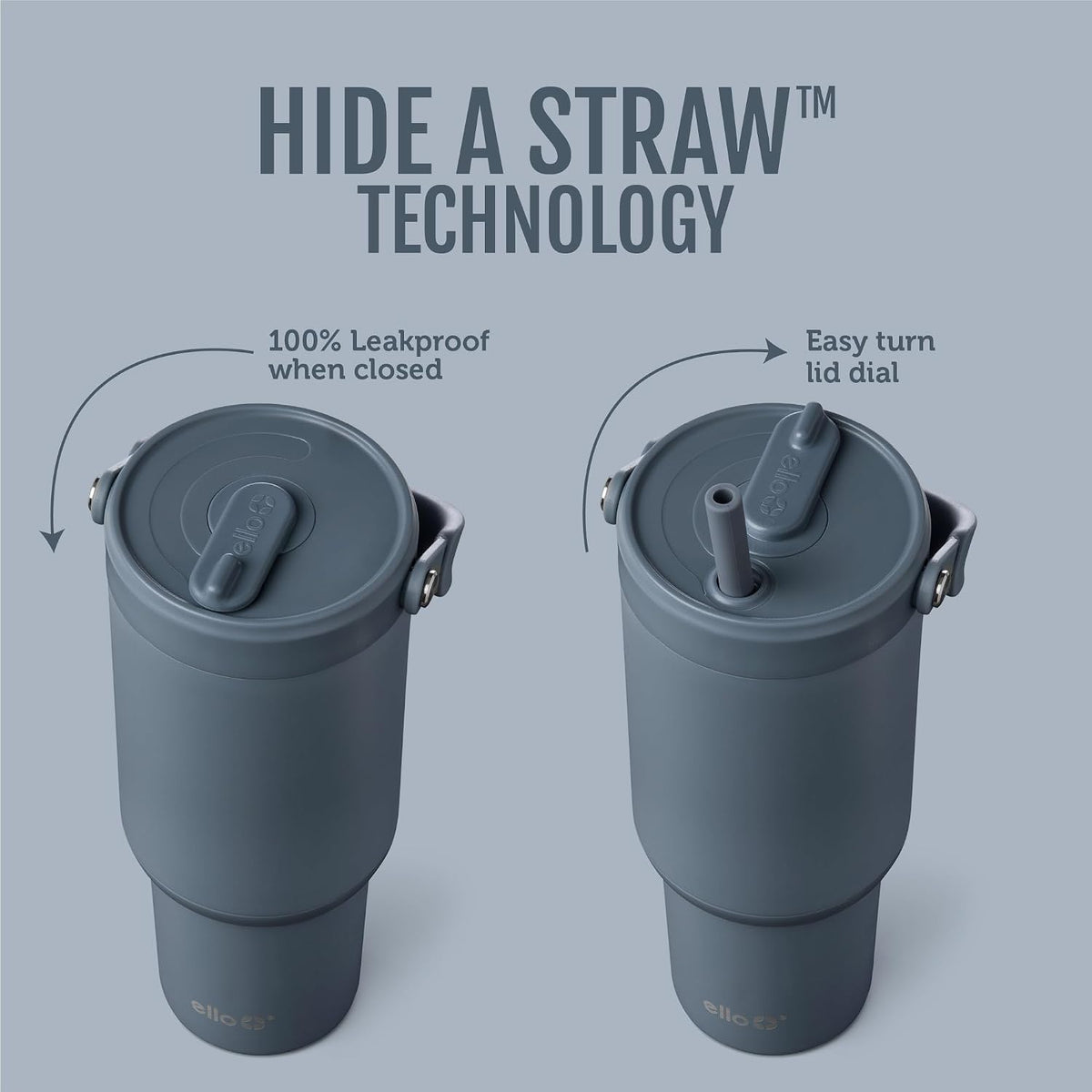 Ello Oasis Go+ 26oz Insulated Stainless Steel Tumbler with Straw, Horizon