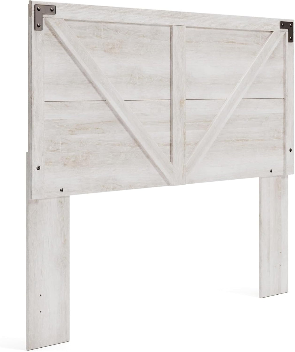 Signature Design by Ashley Shawburn Queen Headboard Only, Whitewash | Crossbuck panel style, Engineered wood (MDF/particleboard/plywood) and decorative laminate, Fits standard metal frames