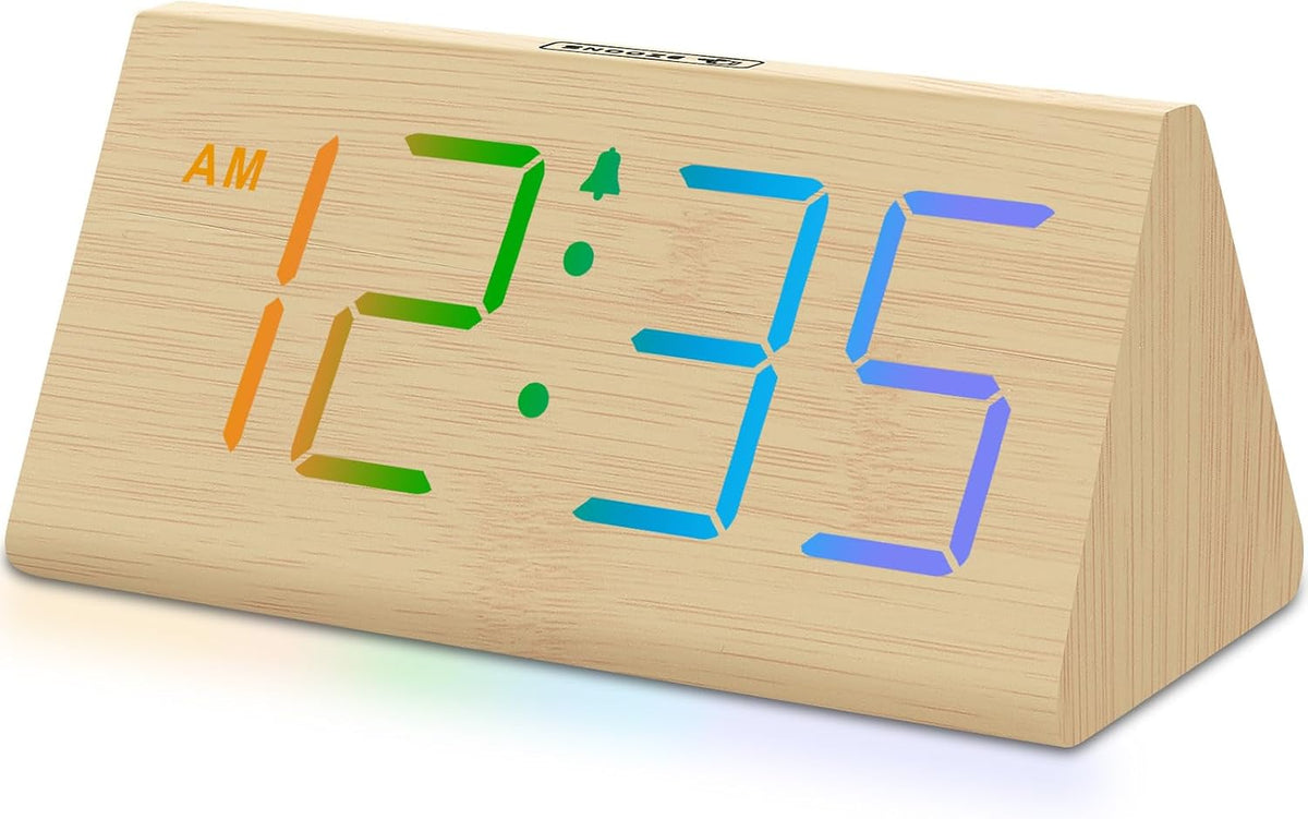 DreamSky Wooden Digital Alarm Clock for Bedrooms with Large Numbers