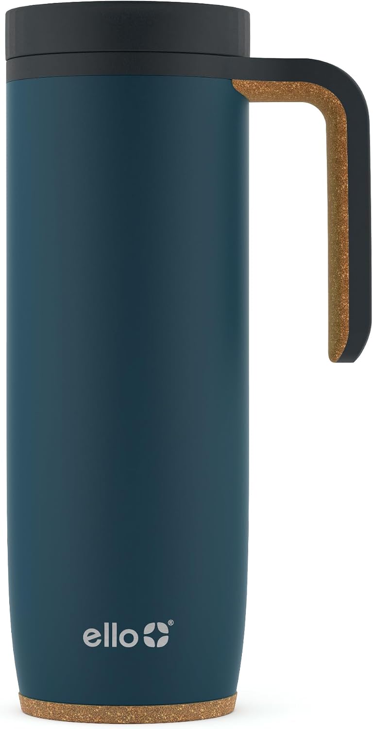 Ello Magnet 18oz Insulated Stainless Steel Travel Mug with Handle, Poseidon