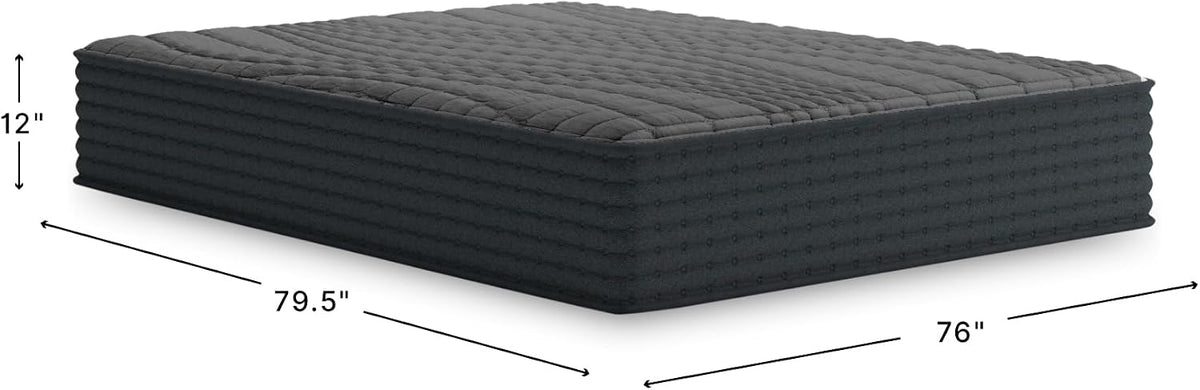 Signature Design by Ashley Hybrid Mattress in a Box, Medium Firm King Size | 900 wrapped coils and charcoal-infused gel foam, Water-resistant nano-treated protective cover, Gray 1200 Hybrid