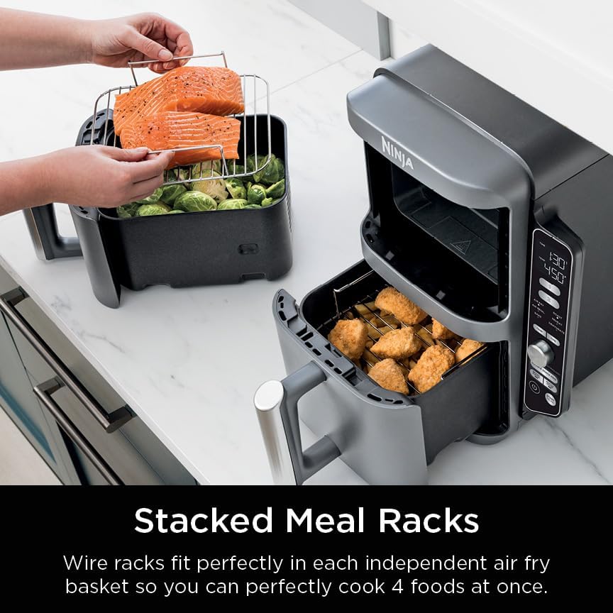 Ninja Air Fryer DoubleStack XL, 10 Qt, 6-in-1, Deep Grey, SL401 | Air fry, broil, roast, bake, reheat, dehydrate, Cooks 4 foods at once, Fits 5 lb chicken
