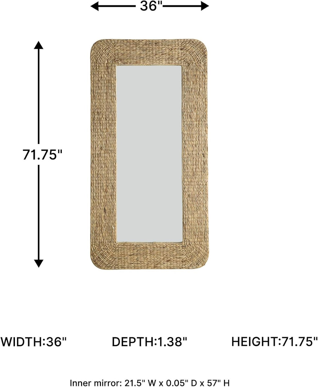 Signature Design by Ashley Norigan Casual Full Length Floor Mirror with Thick Frame, Light Brown