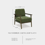 Signature Design by Ashley Bixler Showood Accent Chair, Olive Green | Plush chenille blend upholstery, Reversible cushion, Exposed engineered wood frame, Cozy reading nook, Wood accent chair