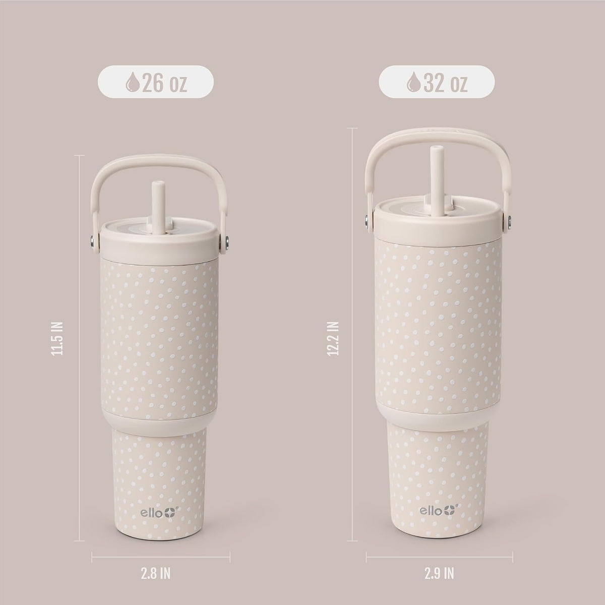 Ello Oasis Go+ 26oz Insulated Stainless Steel Tumbler with Straw, Wild Dot