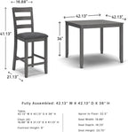 Signature Design by Ashley 5-Piece Square Counter Height Dining Set, Gray | Textured gray polyester fabric with wood, veneer and engineered wood, Small kitchen table for 4, Bridson Series