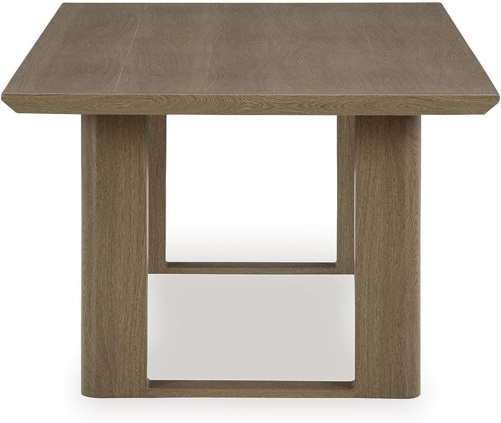 Signature Design by Ashley Serene Bay 6-Person Outdoor Dining Table | 84-inch rectangular patio dining table with wood-look finish, Rust-resistant aluminum frame, Built-in umbrella hole