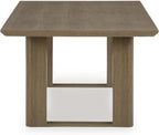 Signature Design by Ashley Serene Bay 6-Person Outdoor Dining Table | 84-inch rectangular patio dining table with wood-look finish, Rust-resistant aluminum frame, Built-in umbrella hole