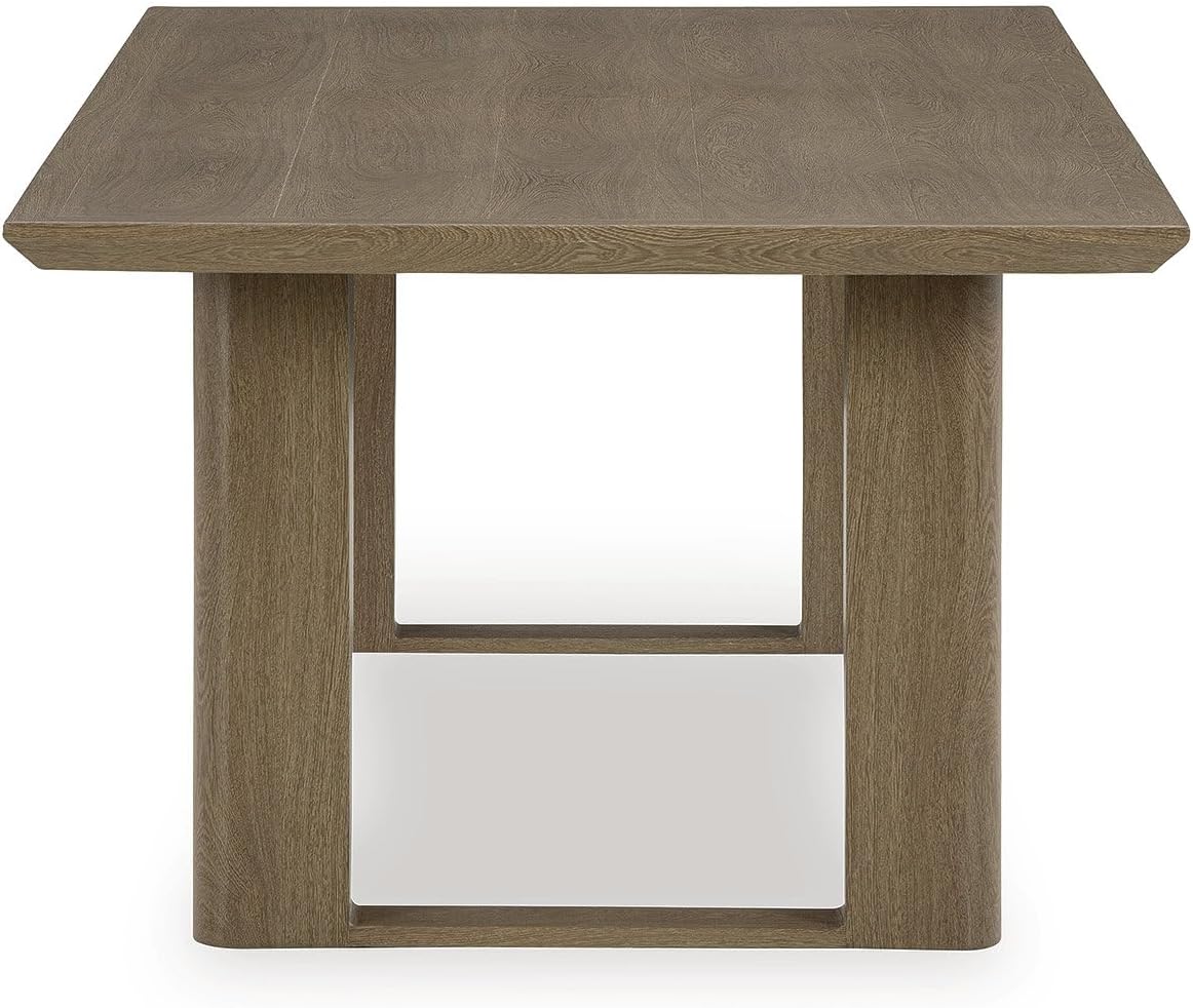 Signature Design by Ashley Serene Bay 6-Person Outdoor Dining Table | 84-inch rectangular patio dining table with wood-look finish, Rust-resistant aluminum frame, Built-in umbrella hole