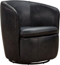 Signature Design by Ashley Leather Swivel Accent Chair, Midnight | 100% top grain leather, Swivel barrel chair, No assembly required, Sloped arms, Sturdy metal frame, Kierreys Series