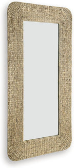 Signature Design by Ashley Norigan Casual Full Length Floor Mirror with Thick Frame, Light Brown