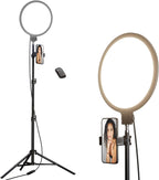 Weilisi 10.2" Ring Light with 69" Tripod Stand and Phone Holder Kit, Full-Screen Zoom Light for Video Recording, Makeup, Live Stream, Dimmable LED Selfie Ring Light Tripod for iPhone with Remote