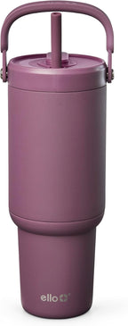 Ello Oasis Go+ 32oz Insulated Stainless Steel Tumbler with Straw, Rasberry