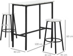 HOMCOM 3 Piece Bar Table Set Modern Dining Table Set for 2 w/Stools White
