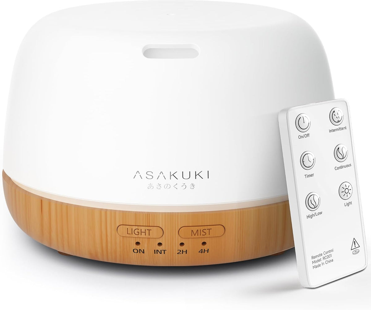 ASAKUKI Essential Oil Diffuser for Home, 500ML Aromatherapy Humidifier