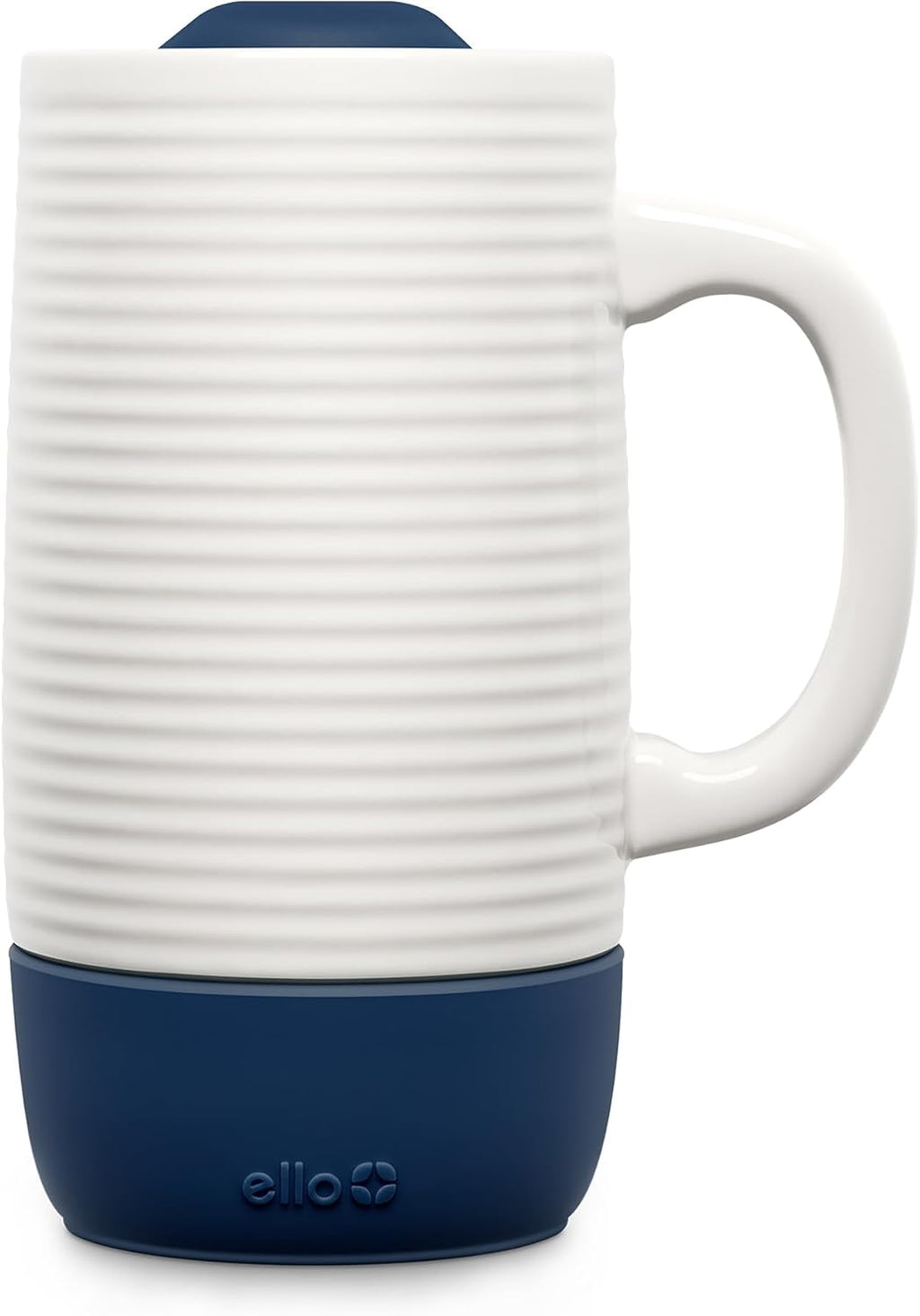 Ello Jane 18oz Ceramic Travel Mug with Handle, Splash-Resistant Slider Lid and Built-in Coaster, Perfect for Coffee and Tea, BPA Free, Dishwasher Safe, Holiday Gift Her Him, Midnight
