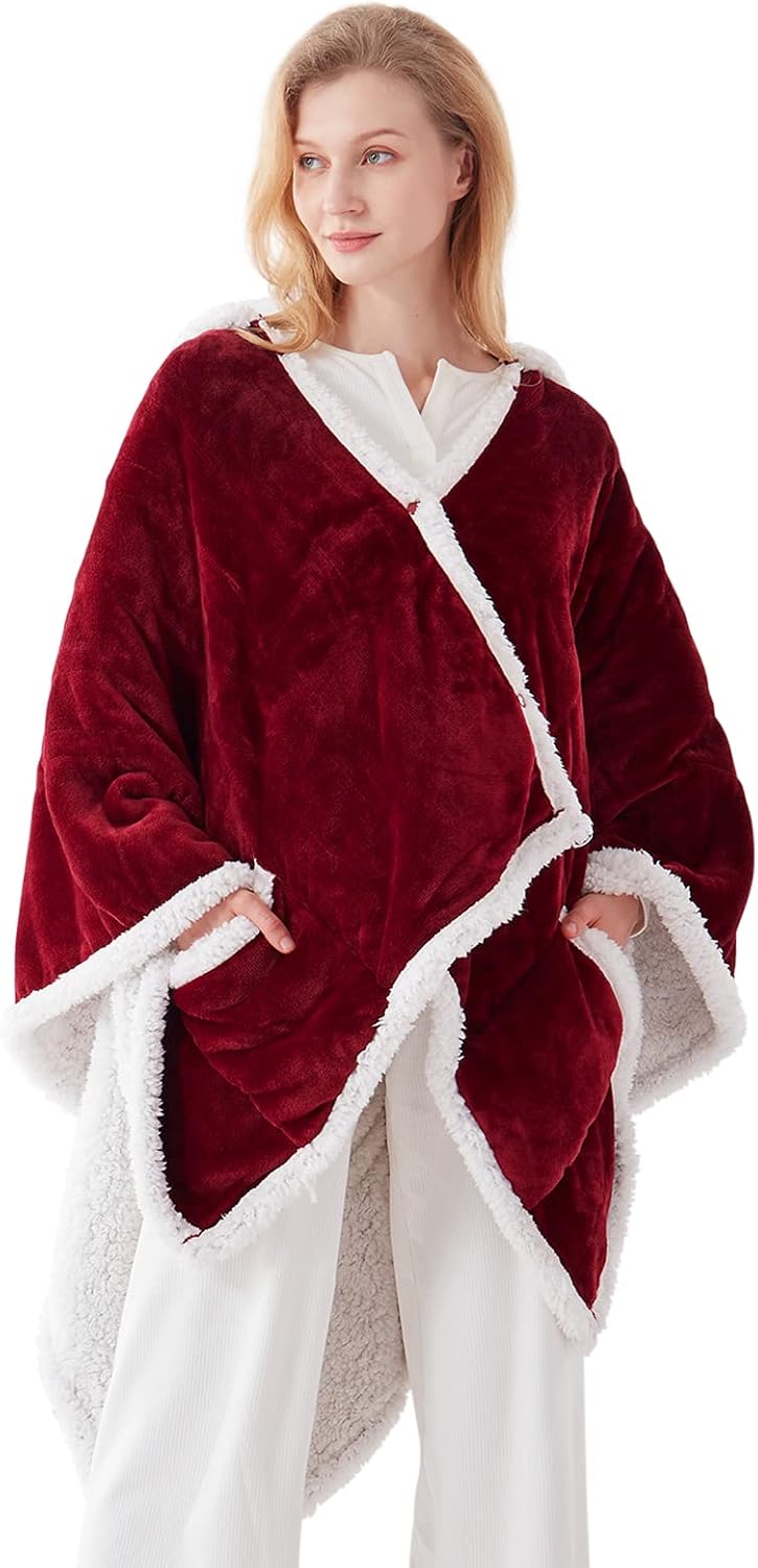 Westinghouse Wearable Heated Throw Blanket Flannel Sherpa 50x60 Inch Red