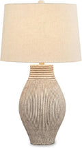 Signature Design by Ashley Layal 29" Table Lamp, Living Room, Beige | Textured paper composite base with 16-inch modified drum shade, 3-way switch for side accents, Stable 10-lb base