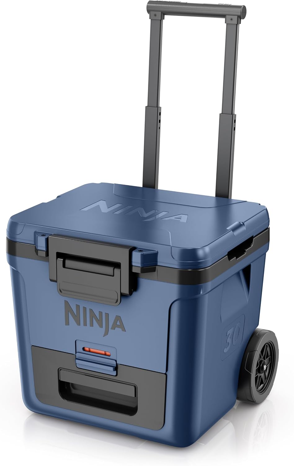 Ninja FrostVault 30qt Cooler with Wheels, Dry Storage, Lakeshore Blue | Ninja FrostVault's 30-qt capacity holds 48 cans, keeps food cool & dry, and rolls easily on all-terrain wheels