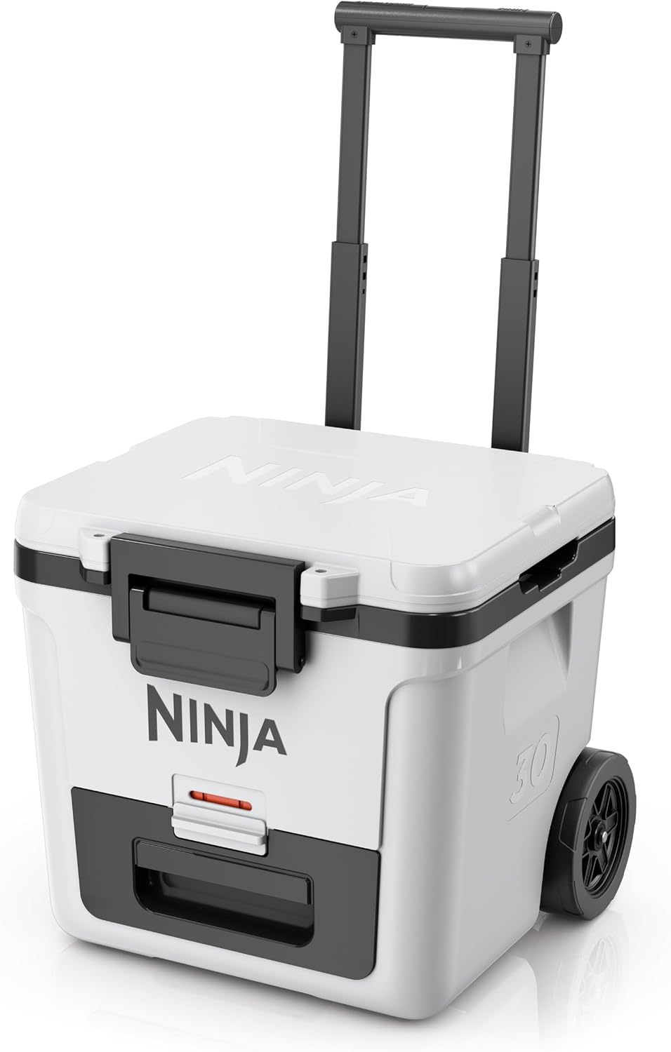 Ninja FrostVault 30qt Cooler with Wheels, Dry Storage Drawer, Cloud White | Ninja FrostVault's 30-qt capacity holds 48 cans, keeps food cool & dry, and rolls easily on all-terrain wheels