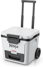 Ninja FrostVault 30qt Cooler with Wheels, Dry Storage Drawer, Cloud White | Ninja FrostVault's 30-qt capacity holds 48 cans, keeps food cool & dry, and rolls easily on all-terrain wheels
