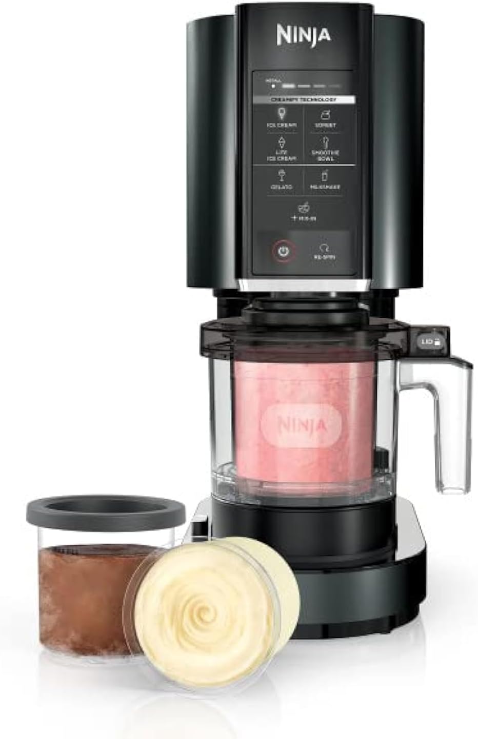 Ninja CREAMi Ice Cream, Sorbet, Milkshake Maker + 3 CREAMi Pints, Black | Sorbet and milkshake modes, Includes three pint containers