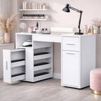 Nail Desk with Dust Collector&Wrist Rest,Portable Mobile Nail Tech Table