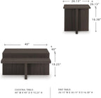 Signature Design by Ashley Zendex Contemporary Table Set with Pedestal Base, Set of 2, Dark Brown