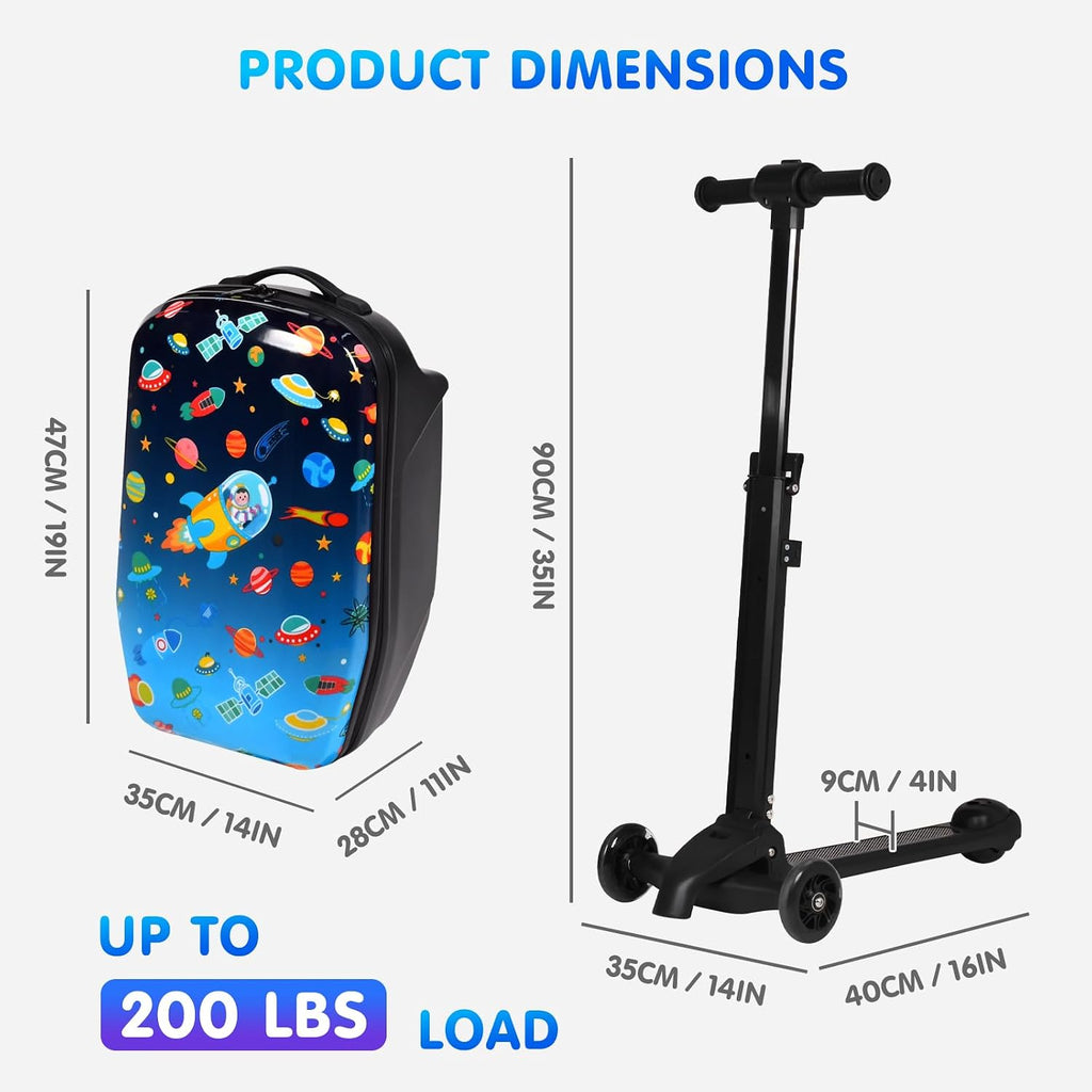 4in1 Suitcase Scooter,Ride on Suitcase for Kids,Toddler Flight Essential