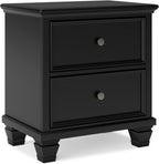 Signature Design by Ashley Tall Farmhouse Nightstand, 2 Drawer, Black